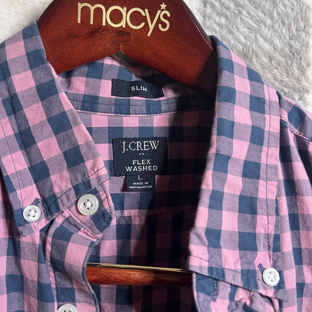 J. Crew Pink and Navy Plaid Shirt